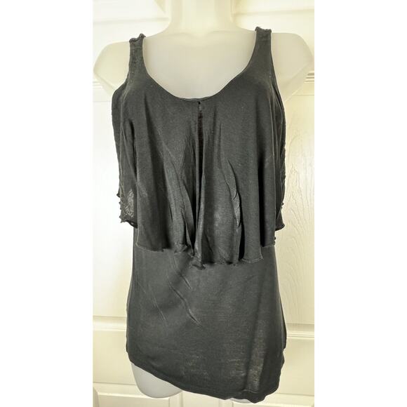 Ann Taylor LOFT Black Ruffle Tank Top coquettish XS , 49-48 - Picture 5 of 15